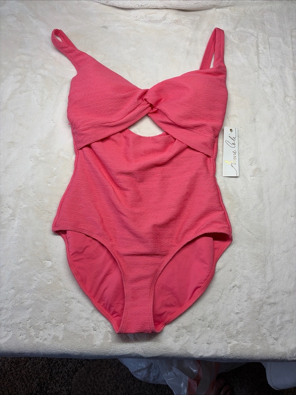 Anne Cole Twist Front Dream Weaver Melon Swimsuit Size 10 NWT (New $112)